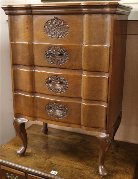 A Kashmiri walnut cutlery chest W.53cm